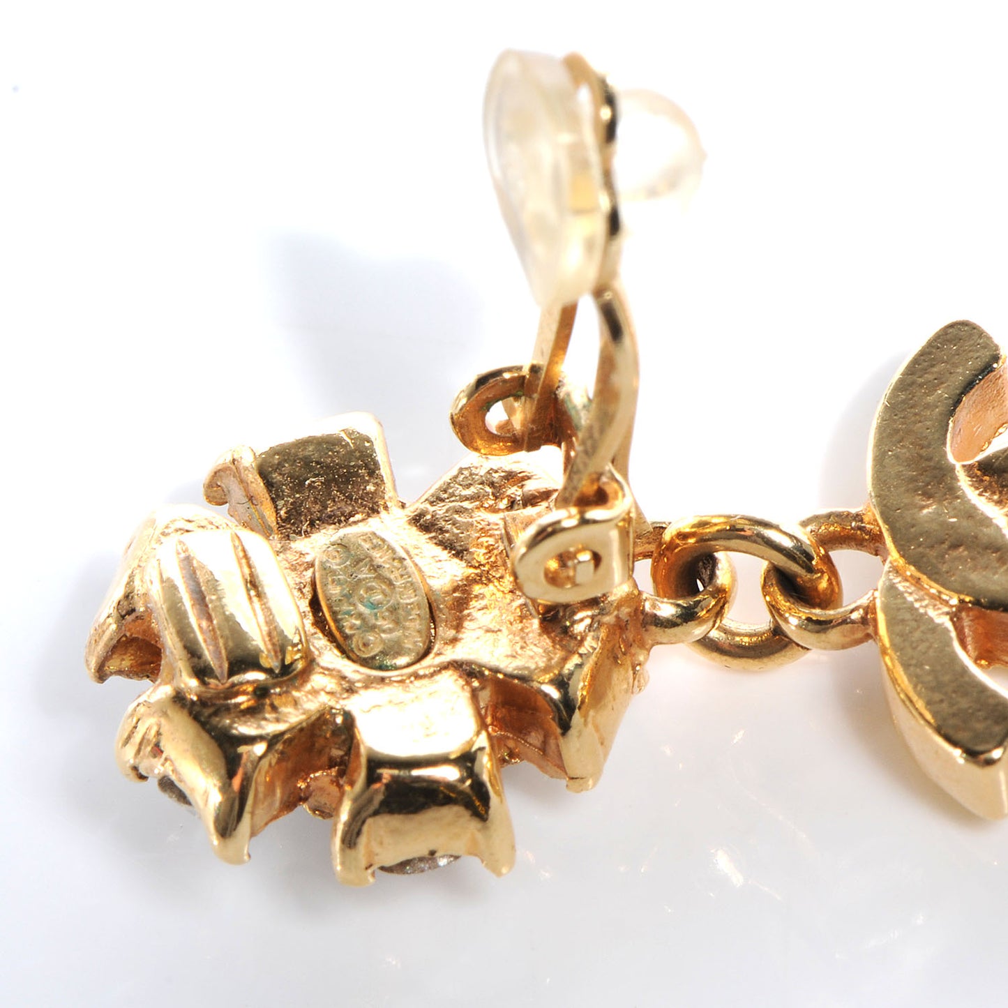 Crystal Pearl Tear Drop CC Clip On Earrings