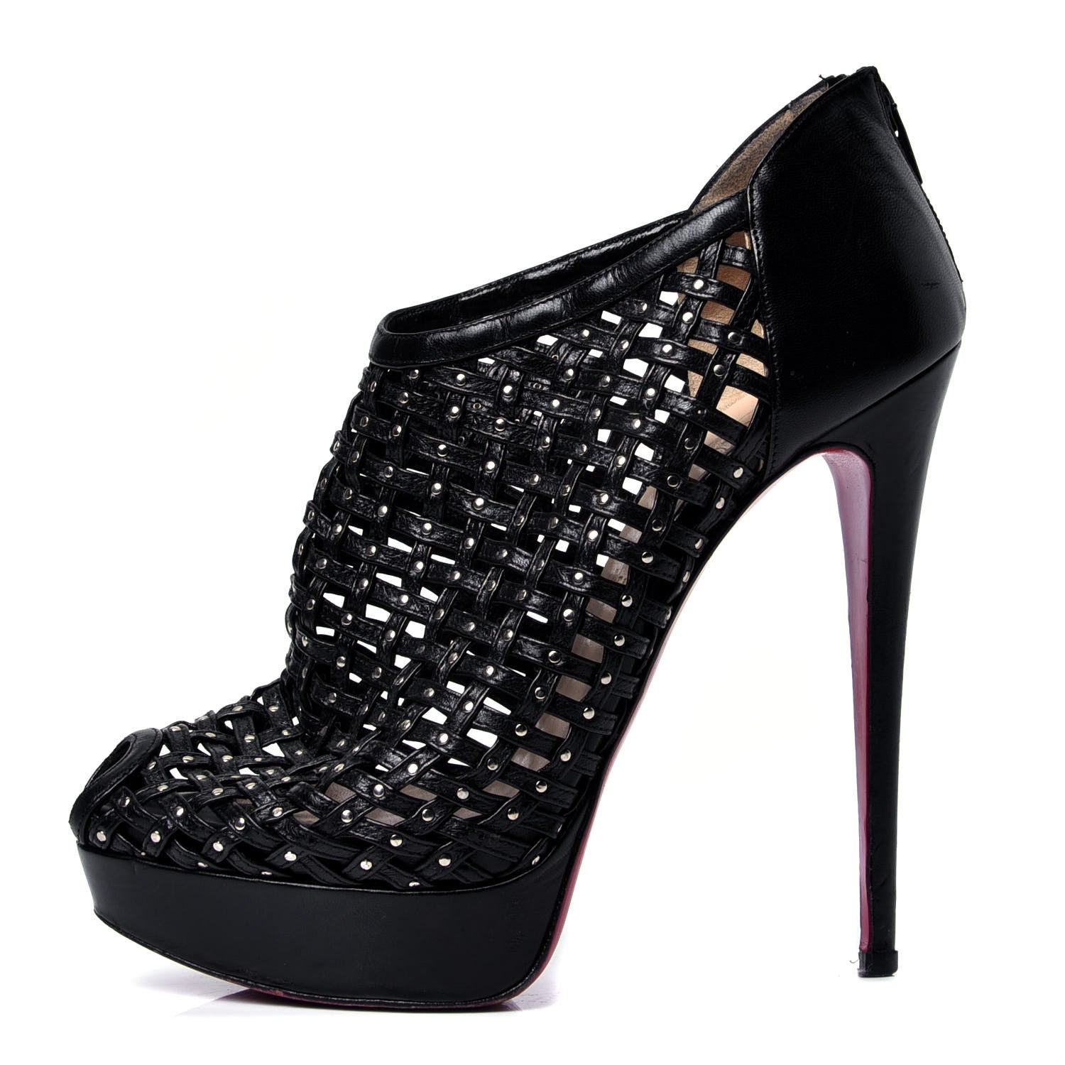 Christian Louboutin Kid Kasha 150 Booties 41 Black Silver 1 of 8