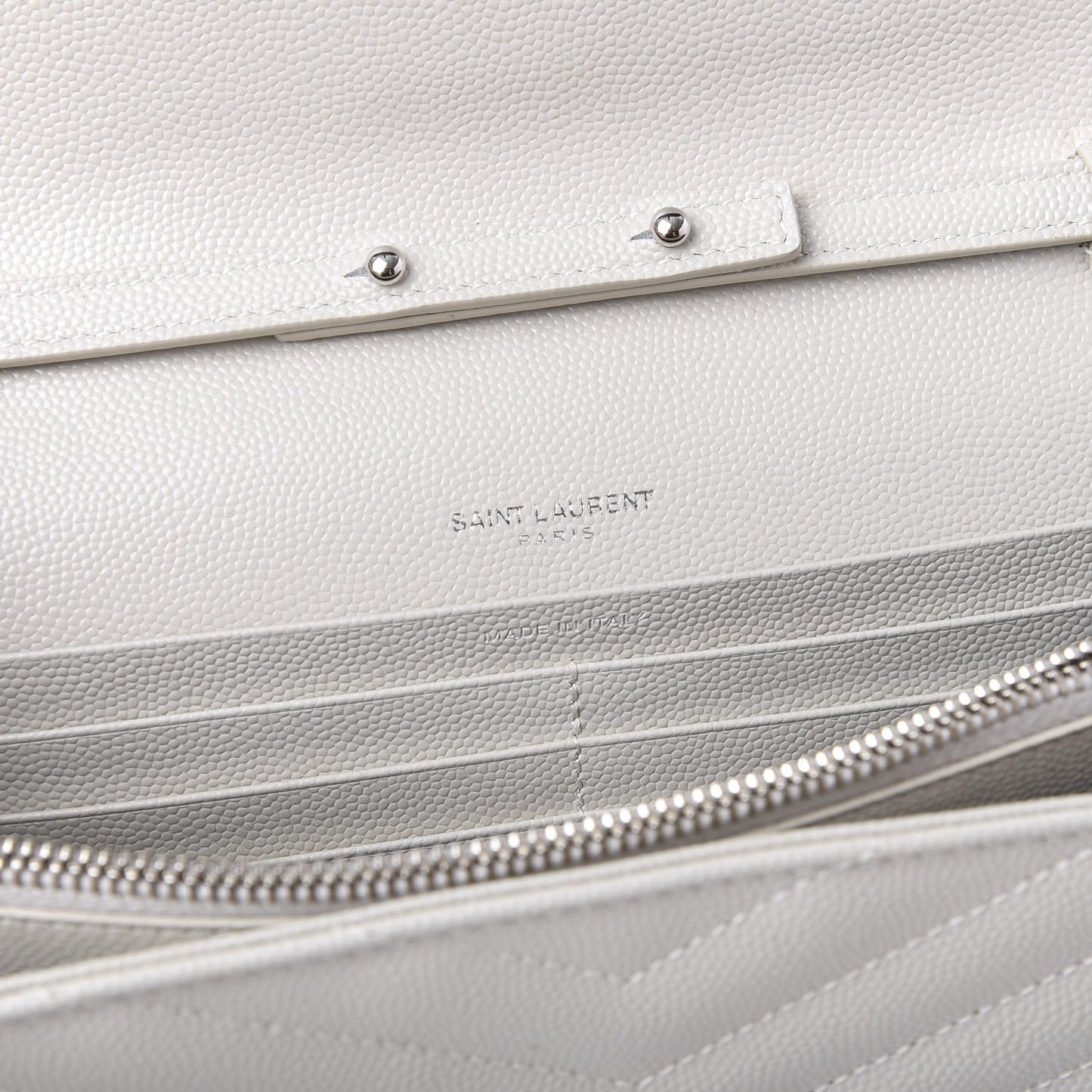 Grain De Poudre Matelasse Chevron Monogram Chain Wallet Optical White