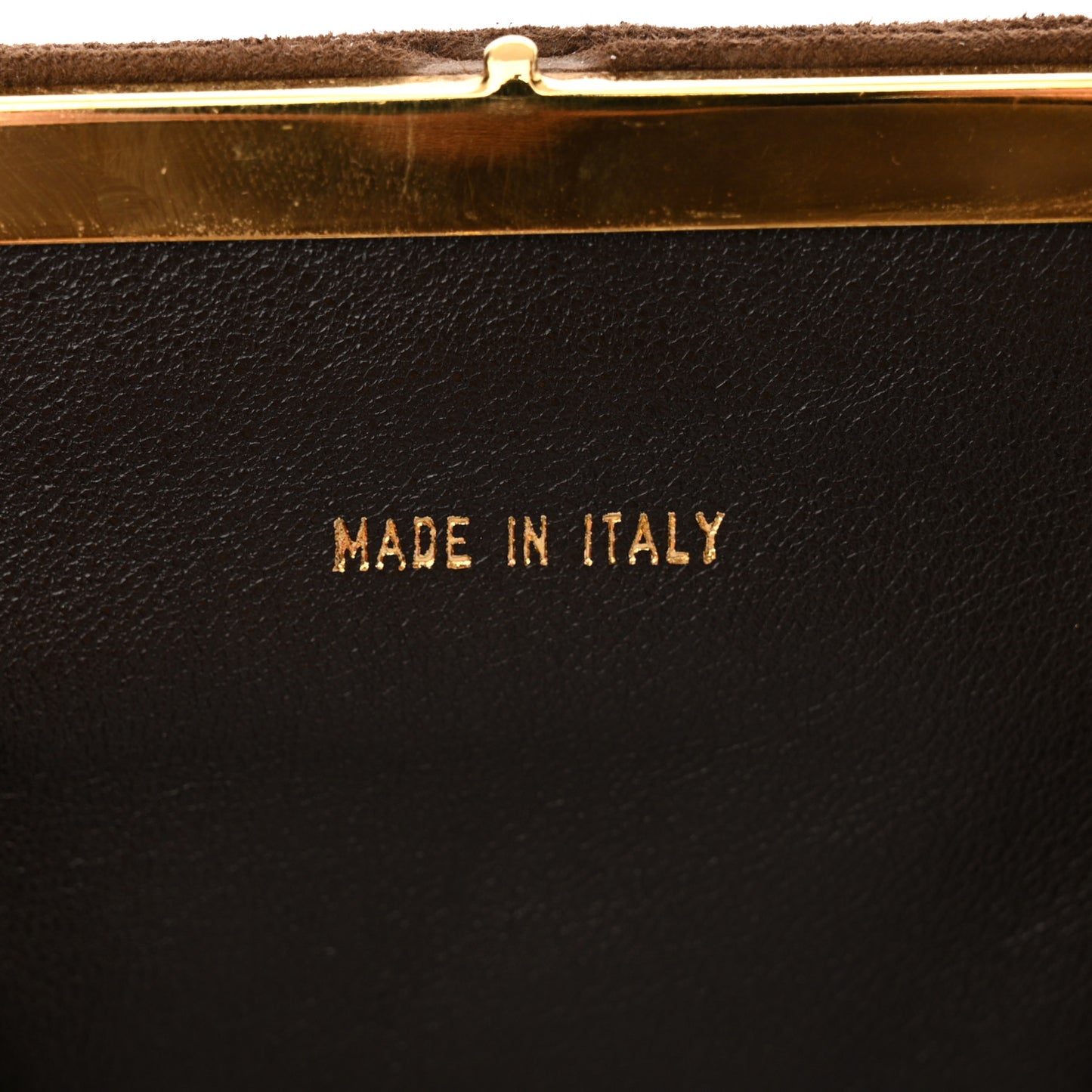 Suede Quilted Kisslock Top Handle Clutch Brown