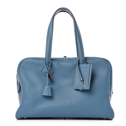 Hermes Taurillon Clemence Victoria II 35 Blue Jean 1 of 10