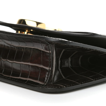 Chloe Calfskin Crocodile Embossed C Clutch With Chain Profound Brown 6 of 9