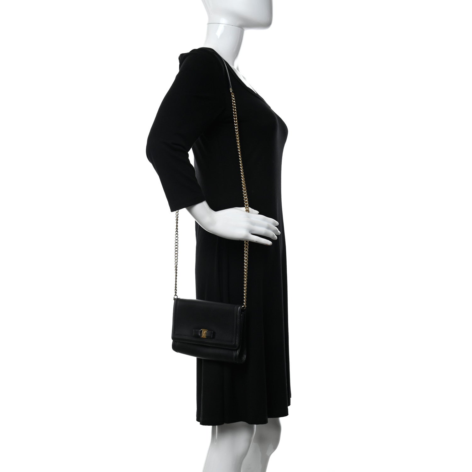 Salvatore Ferragamo Calfskin Vara Bow Mini Bag Black 2 of 14
