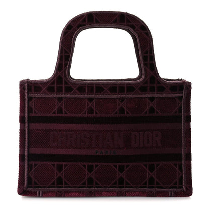 Christian Dior Velvet Cannage Embroidered Mini Book Tote  Burgundy 1 of 8