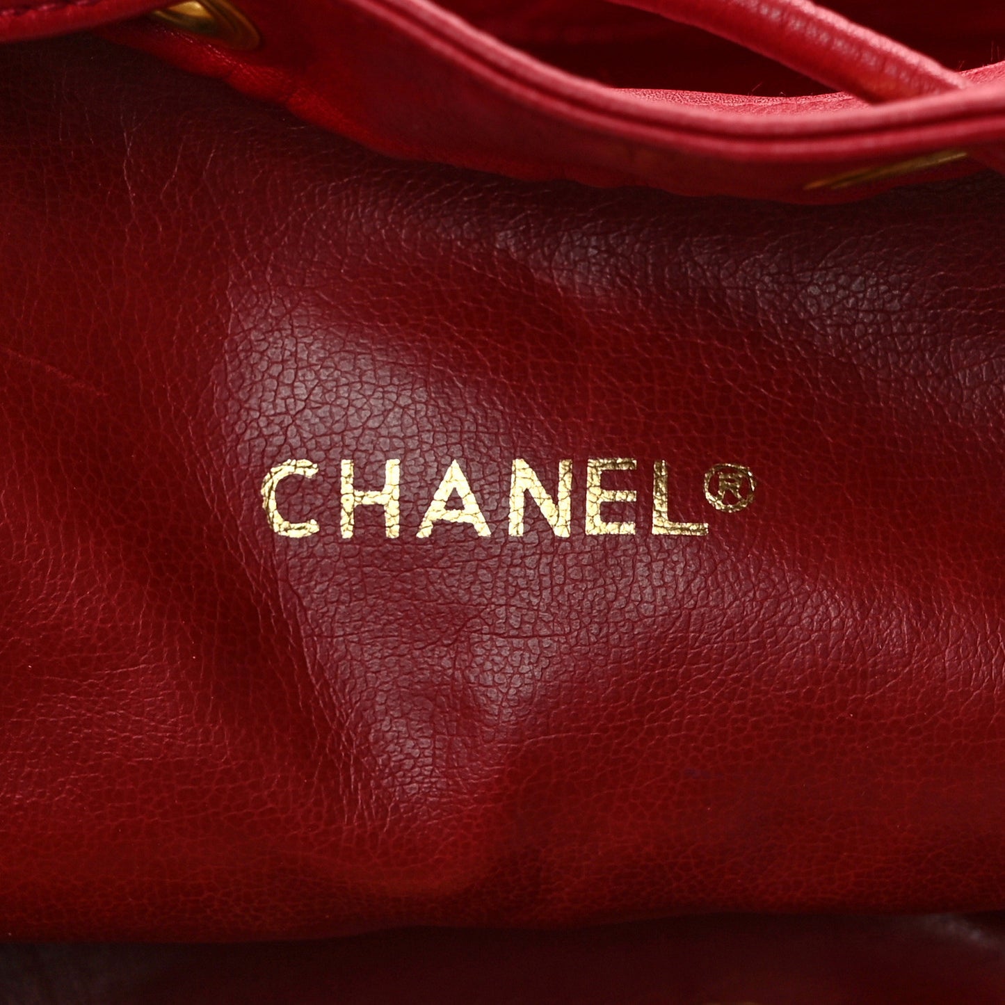 Lambskin CC Drawstring Shoulder Bag Red