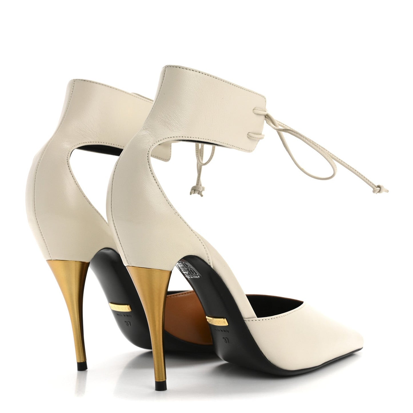 Soft Nappa Priscilla Ankle Cuff Pumps 37 Mystic White Harness Brown