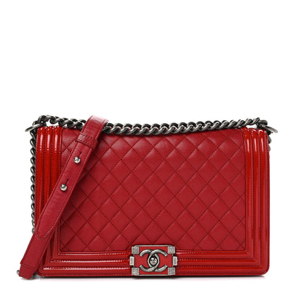 Chanel Patent Goatskin Quilted New Medium Boy Flap Red 1 of 10