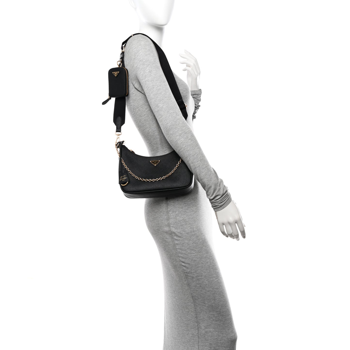 Saffiano Lux Re-Edition 2005 Shoulder Bag Black