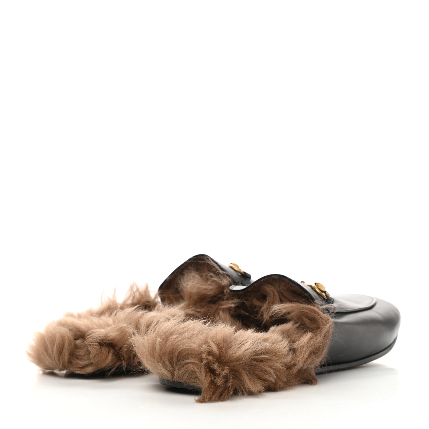 Gucci Calfskin Fur Womens Princetown Slippers 40 Black 4 of 10