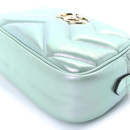Gucci Iridescent Nappa Chevron Matelasse Small GG Marmont Chain Shoulder Bag Iridescent Salvy Green 7 of 8