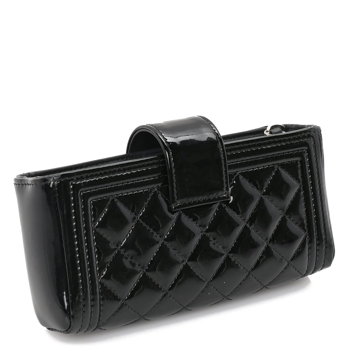 Chanel Patent Mini Boy Phone Holder Clutch Black 2 of 9