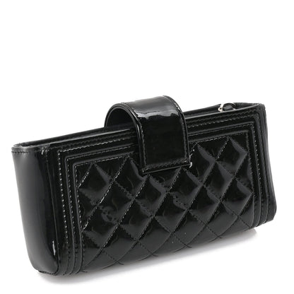 Chanel Patent Mini Boy Phone Holder Clutch Black 2 of 9
