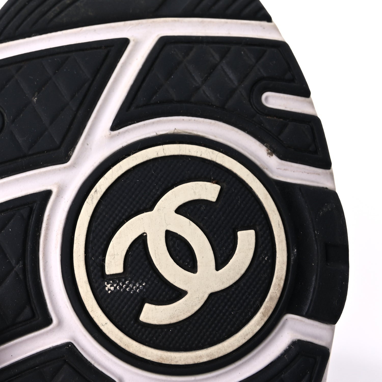 Chanel Knit Fabric Suede Calfskin Womens CC Sneakers 36.5 Ivory Light Beige 7 of 10