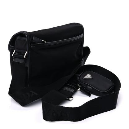 Prada Re-Nylon Saffiano Pocket Double Snap Buckle Shoulder Bag Black 3 of 6