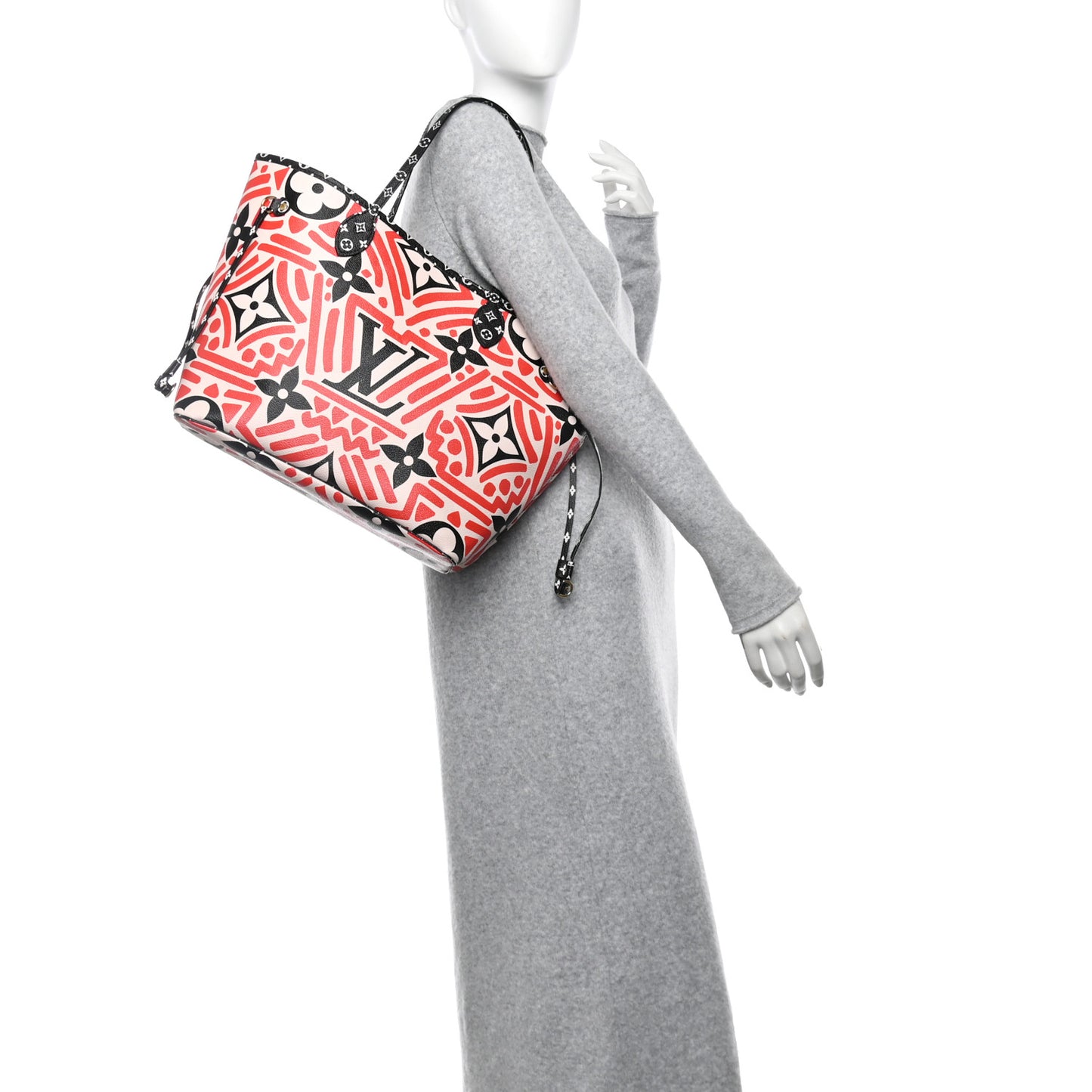 Monogram Giant Crafty Neverfull MM Creme Rouge Black