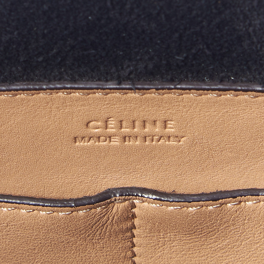 Lambskin Small Soft Cube Satchel Black Tan