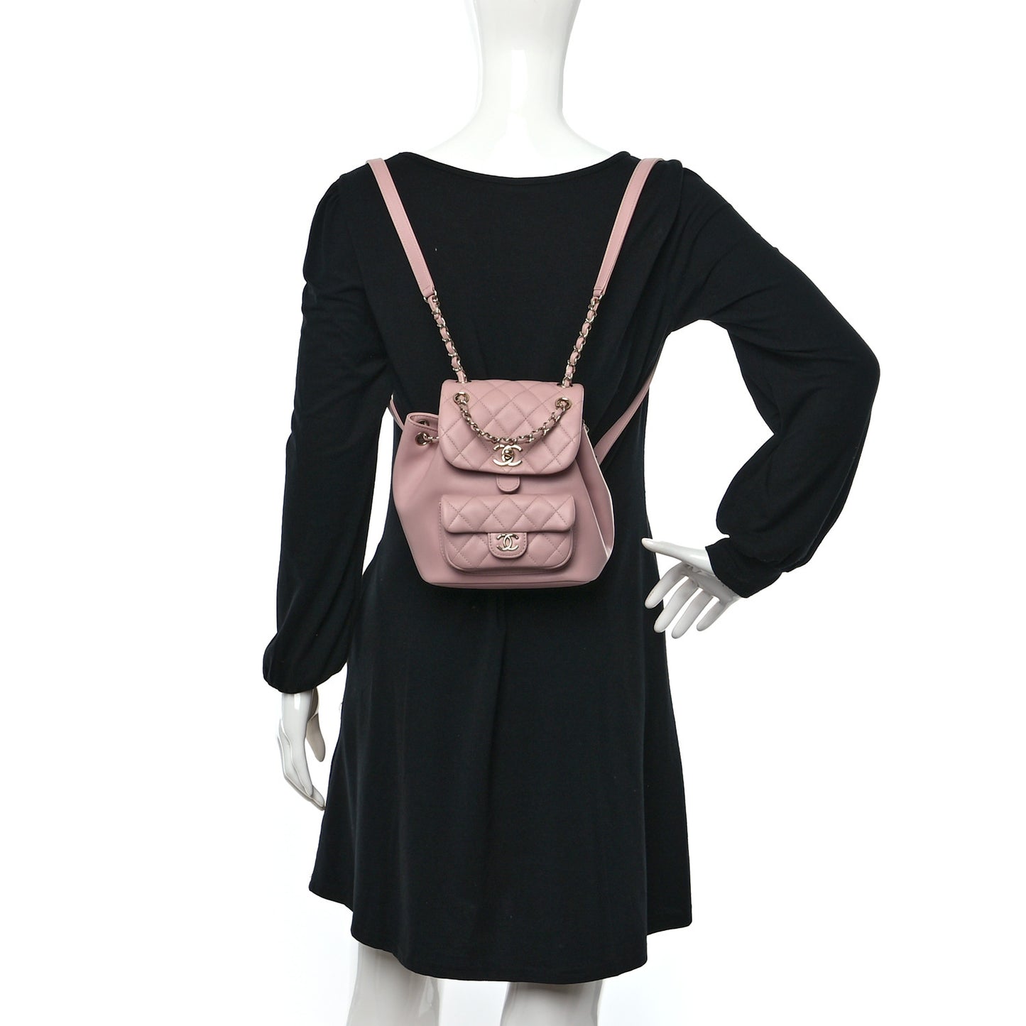 Lambskin Quilted Small Duma Drawstring Backpack Light Pink