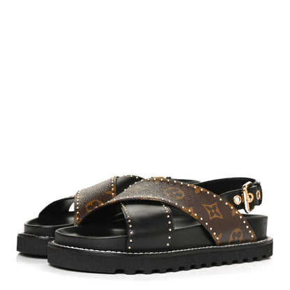 Louis Vuitton Monogram Paseo Flat Comfort Sandals 35 Black 3 of 11