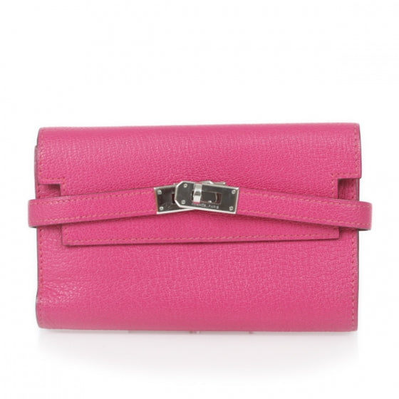 Chevre de Coromandel Medium Kelly Wallet Fuchsia
