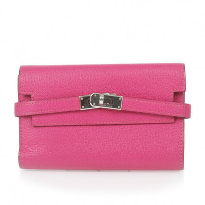 Hermes Chevre de Coromandel Medium Kelly Wallet Fuchsia 1 of 11