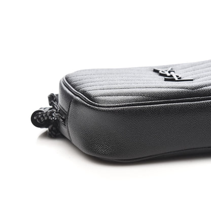 Saint Laurent Grain De Poudre Matelasse Monogram Mini Lou Camera Bag Black 8 of 10