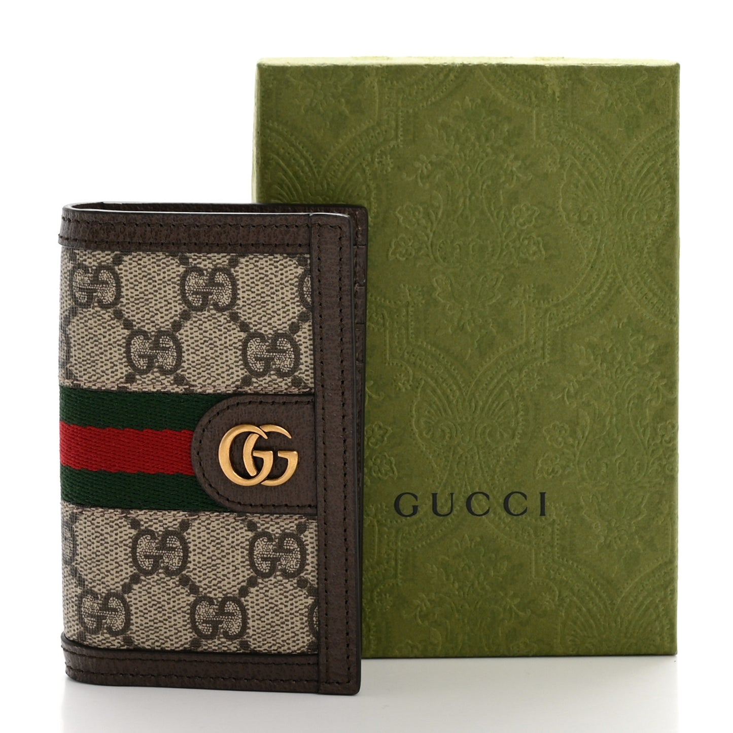 GG Supreme Monogram Web Ophidia Card Case Beige New Acero