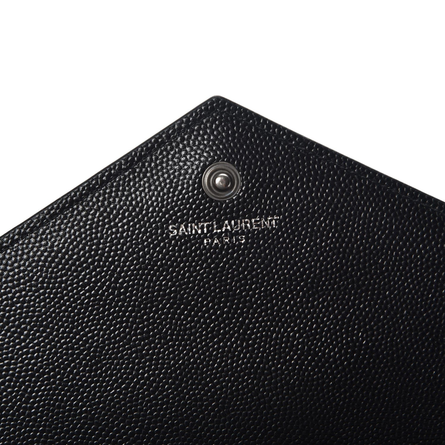 Saint Laurent Grain De Poudre Matelasse Chevron Monogram Chain Wallet Black White 8 of 8