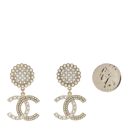 Chanel Crystal Pearl CC Drop Round Earrings Gold 2 of 4