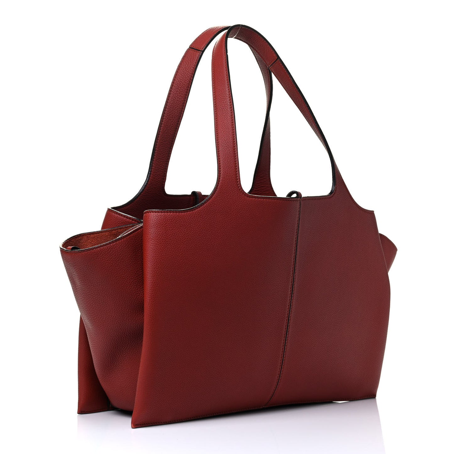 Baby Grained Calfskin Medium Tri-Fold Bag Burnt Red