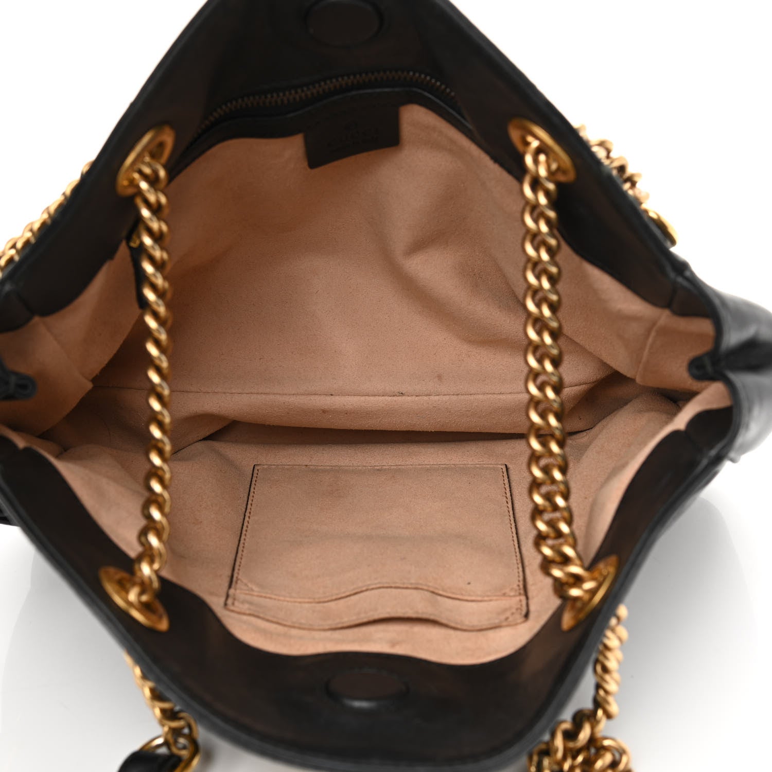 Gucci Calfskin Matelasse Medium GG Marmont Open Top Shoulder Bag Black 4 of 10