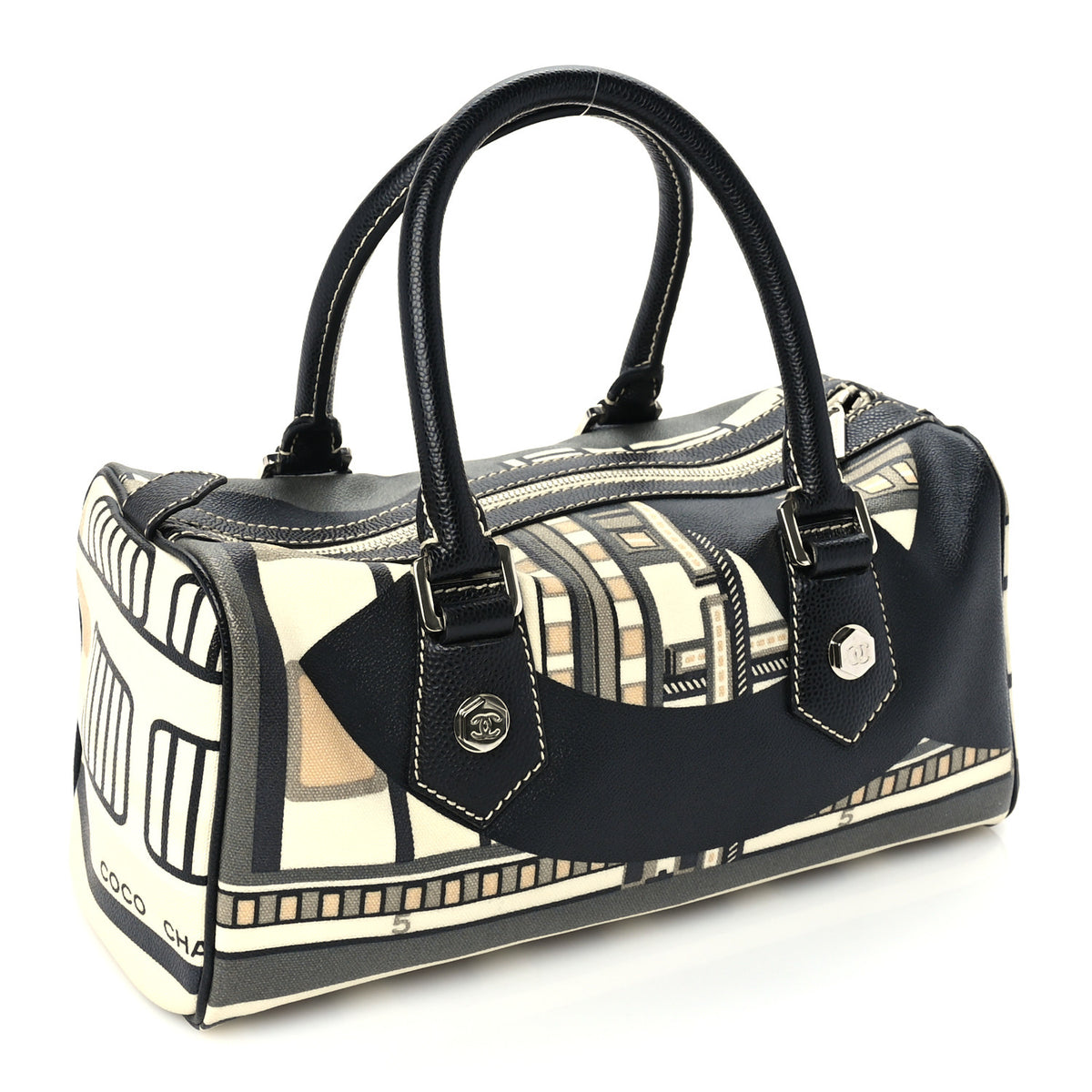 Coated Canvas Le Train Boston Bag Black