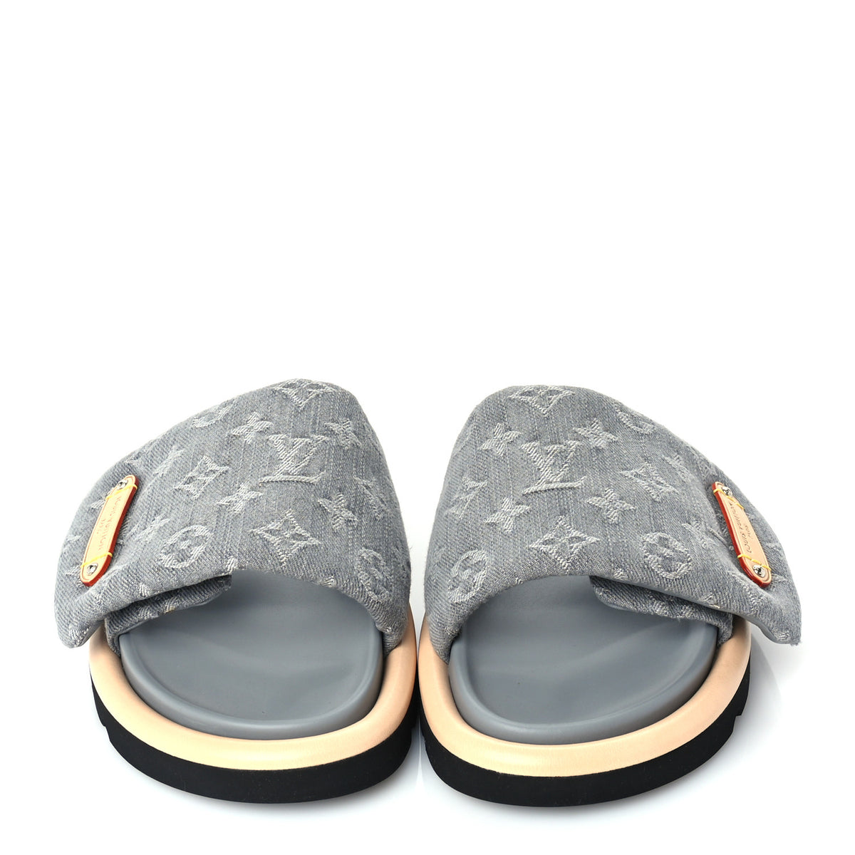 Louis Vuitton Monogram Denim Pool Pillow Flat Comfort Mules 38 Grey 3 of 7