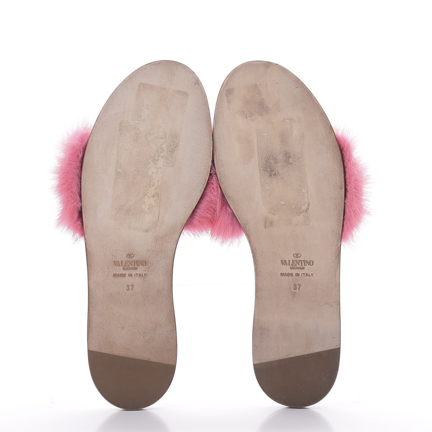 Valentino Garavani Mink Fur Rockstud Flat Slide Sandals 37 Shadow Pink 7 of 10