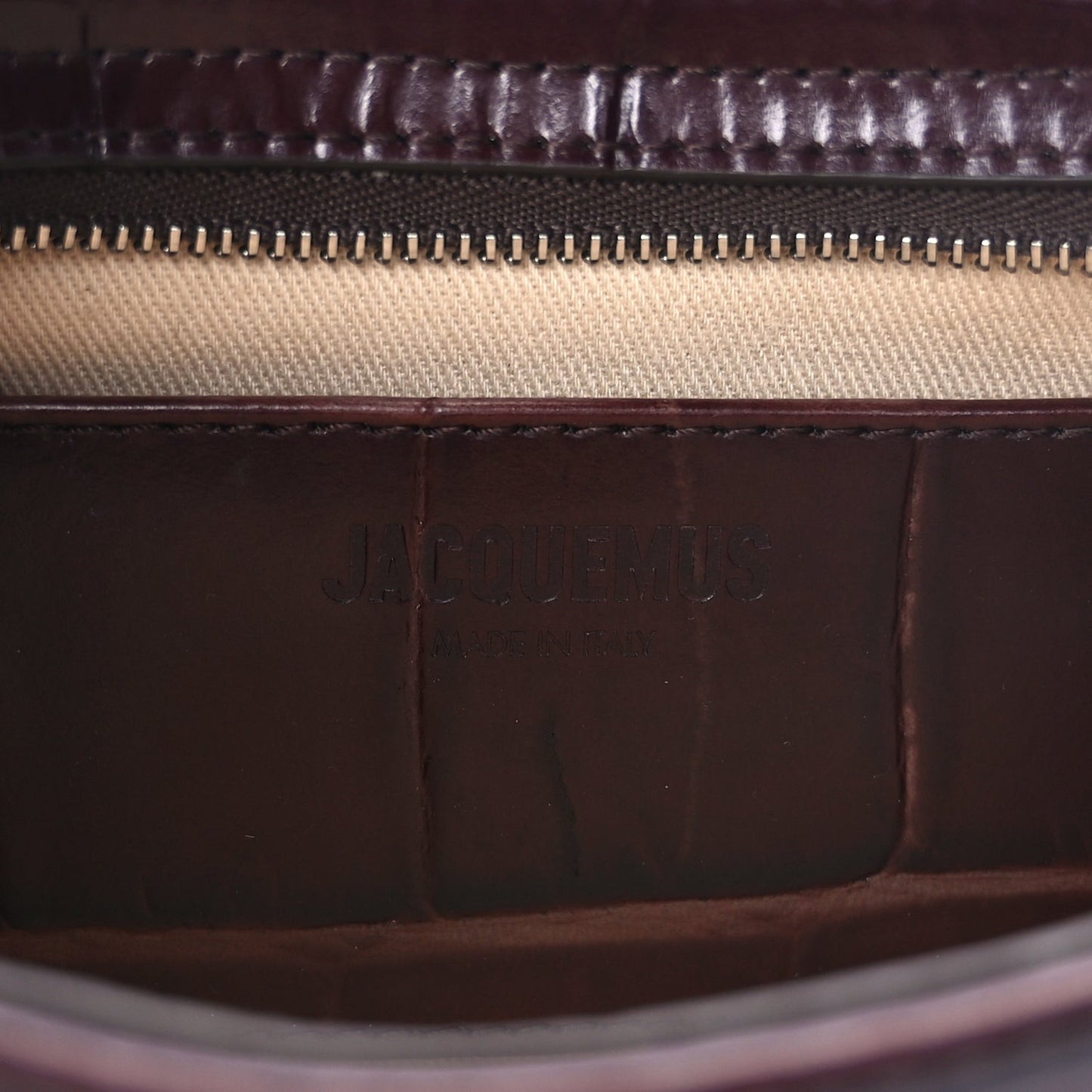 Calfskin Crocodile Embossed Le Bisou Midnight Brown