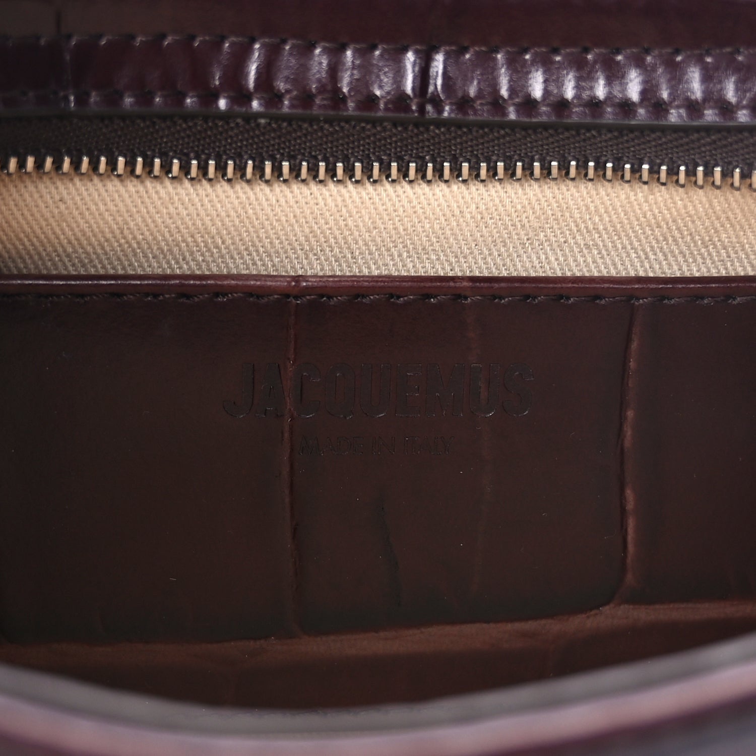 Jacquemus Calfskin Crocodile Embossed Le Bisou Midnight Brown 5 of 7
