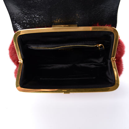 Prada Mink Fur Sequin Evening Clutch Rosso 5 of 7