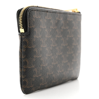 Celine Triomphe Canvas Coin and Card Pouch With Hook Black 3 of 8