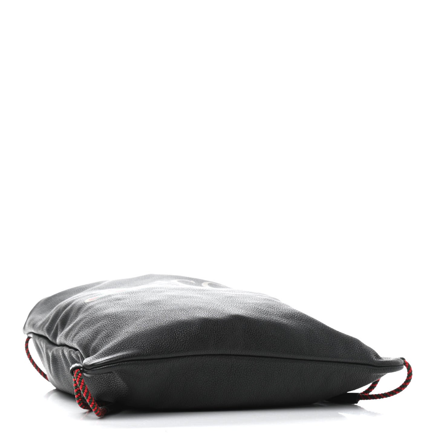 Calfskin Logo Drawstring Backpack Black