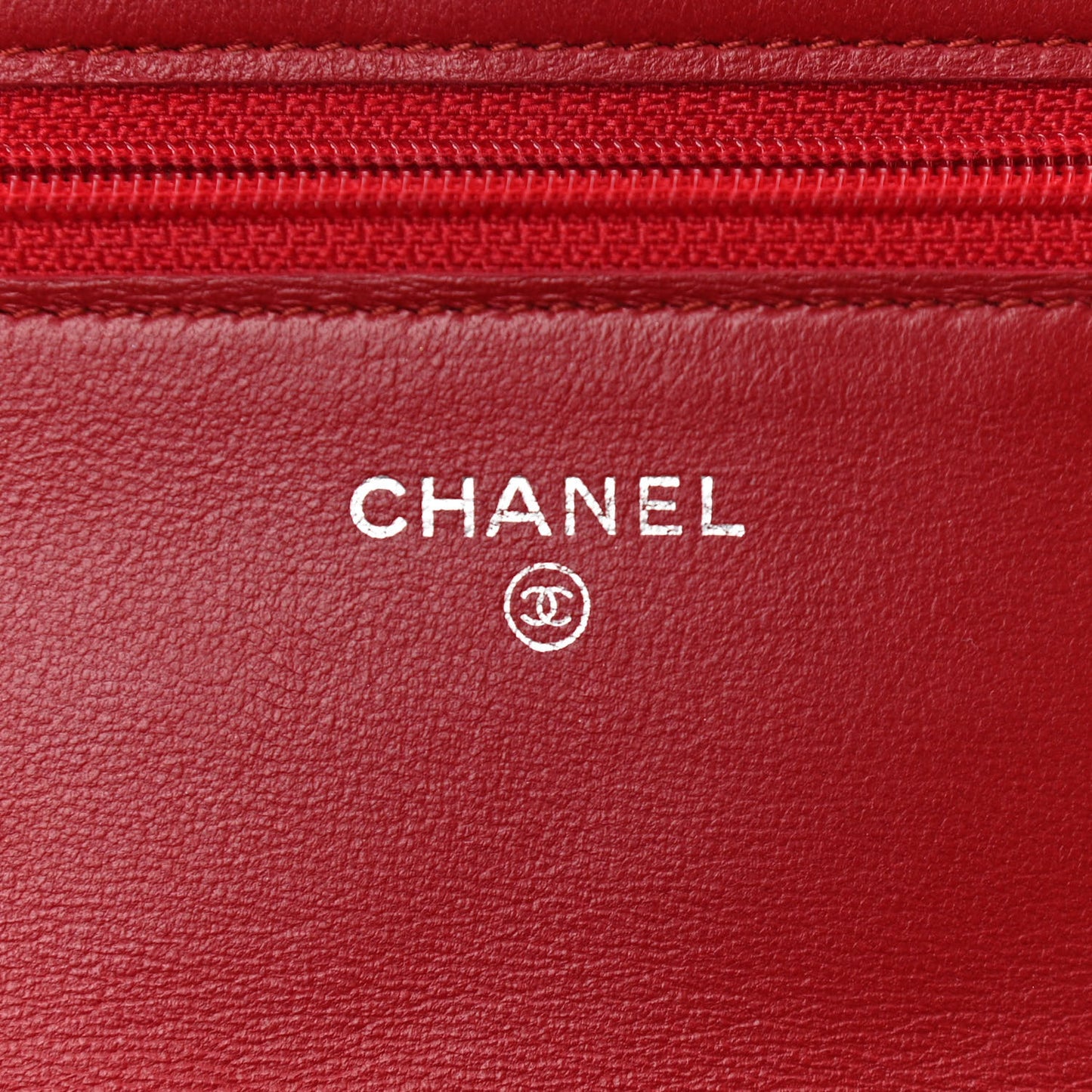 Lambskin Quilted Wallet On Chain WOC Red