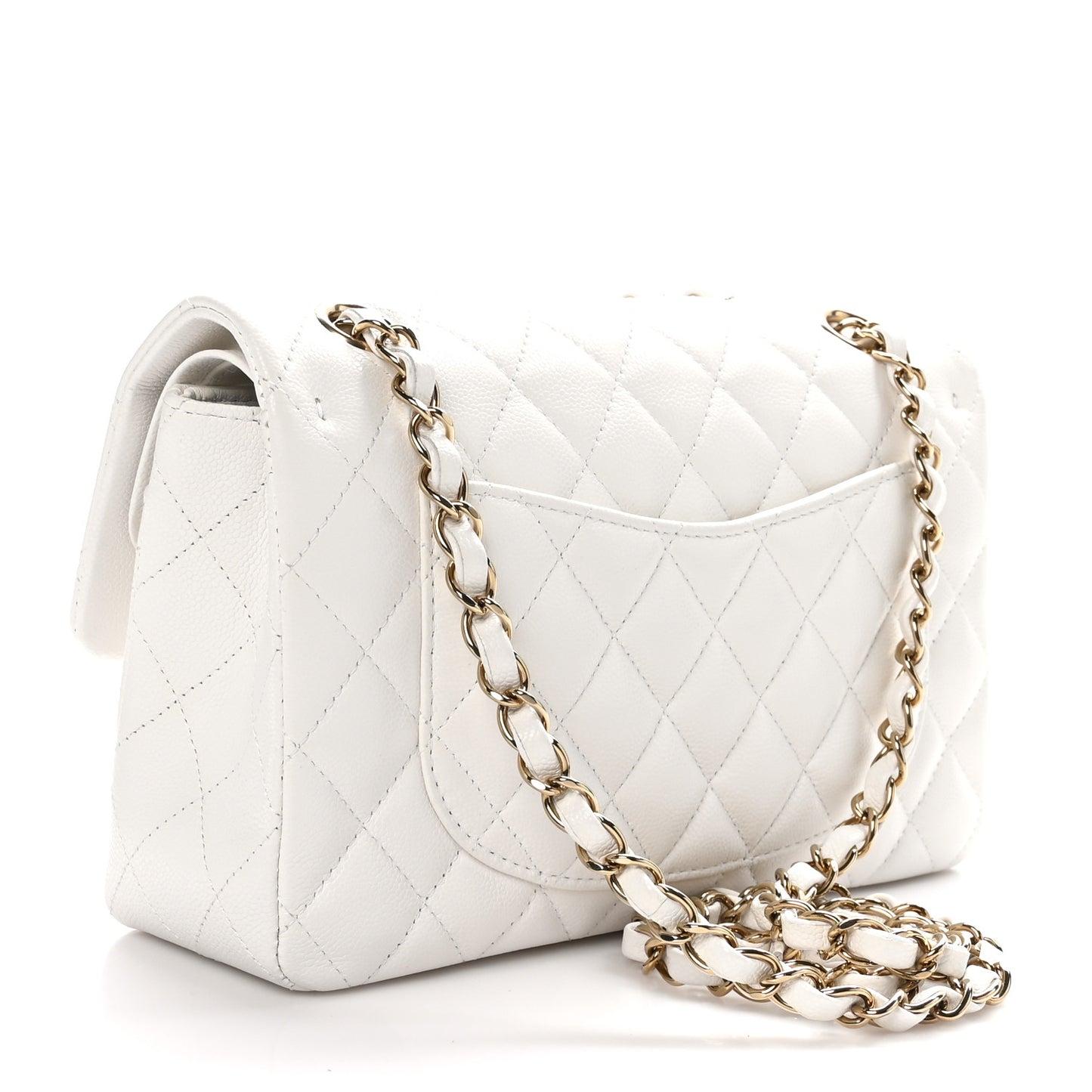Caviar Quilted Small Double Flap White