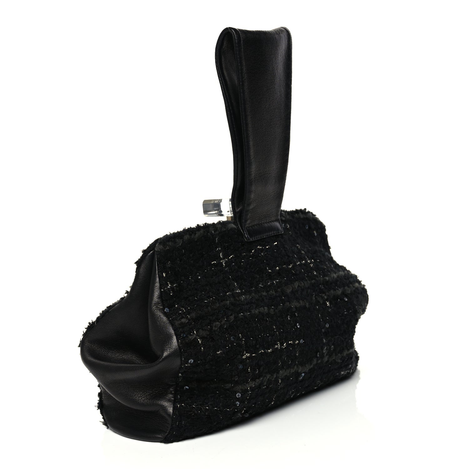 Chanel Tweed Lambskin Plexiglass CC Wristlet Black 2 of 8