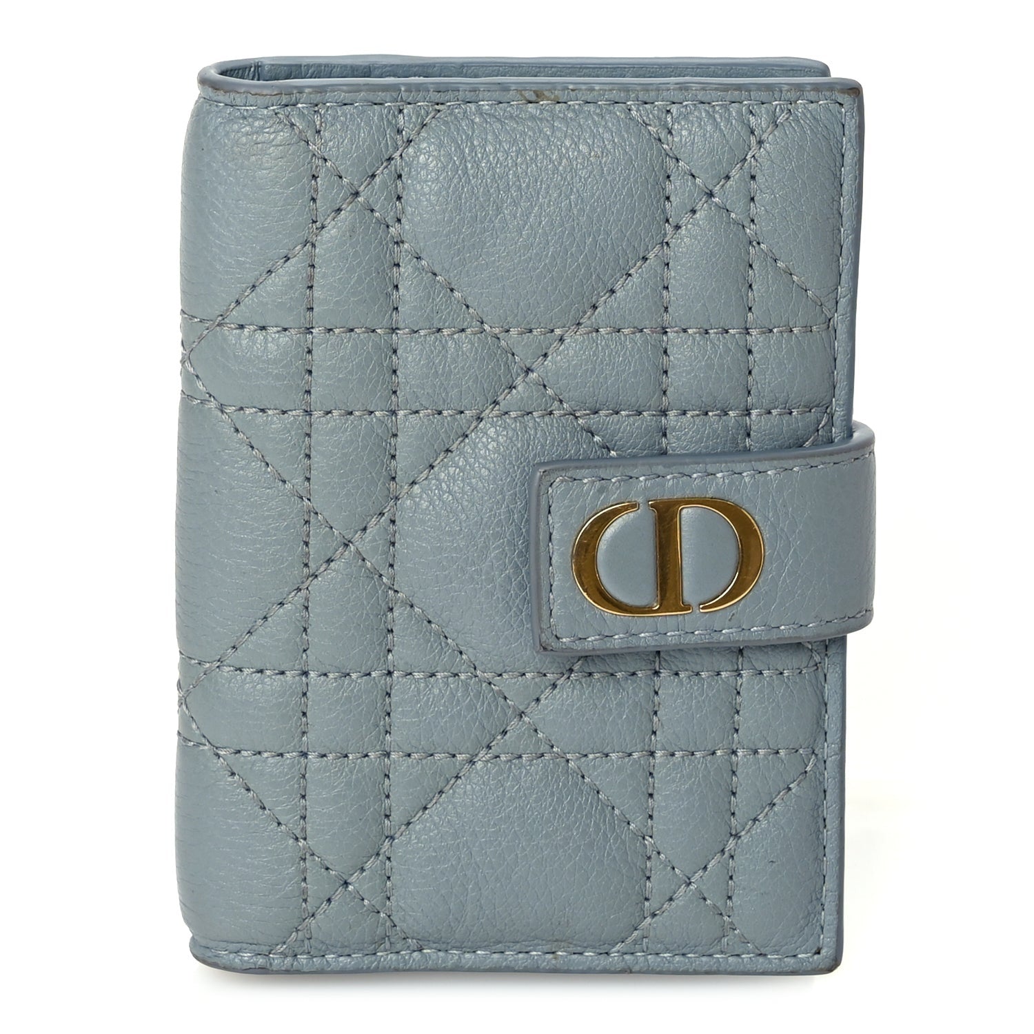 Christian Dior Supple Calfskin Cannage Caro Dandelion Card Holder Cloud Blue 1 of 6
