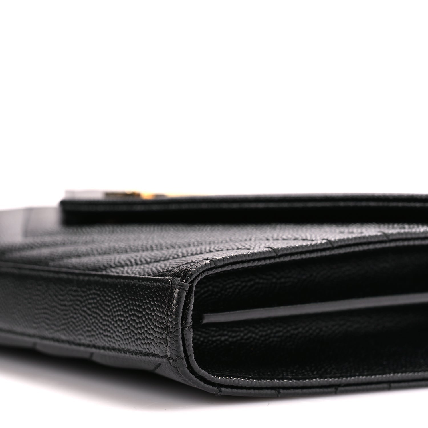 Saint Laurent Grain De Poudre Matelasse Chevron Monogram Chain Wallet Black 8 of 9
