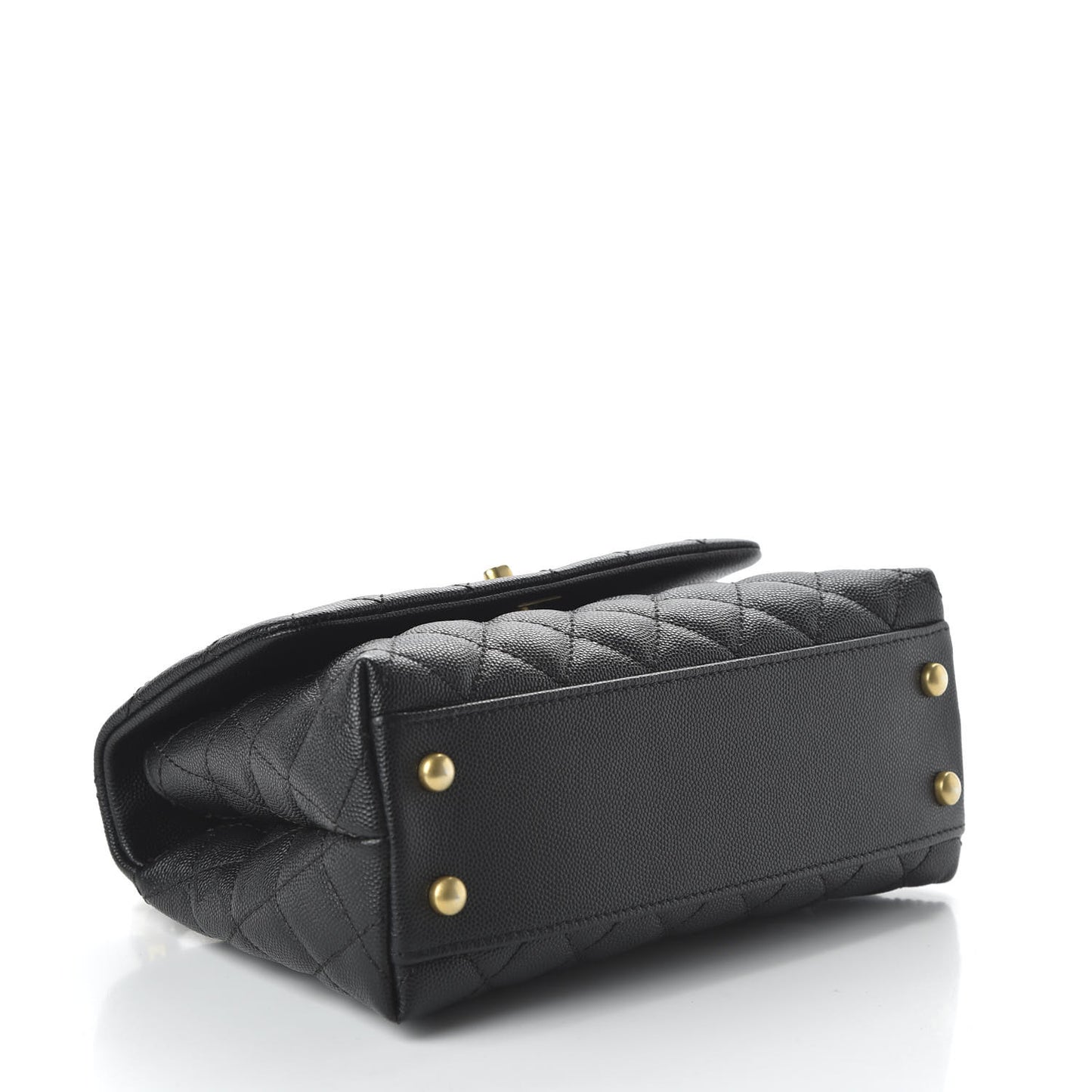 Caviar Lizard Quilted Mini Coco Handle Flap Black
