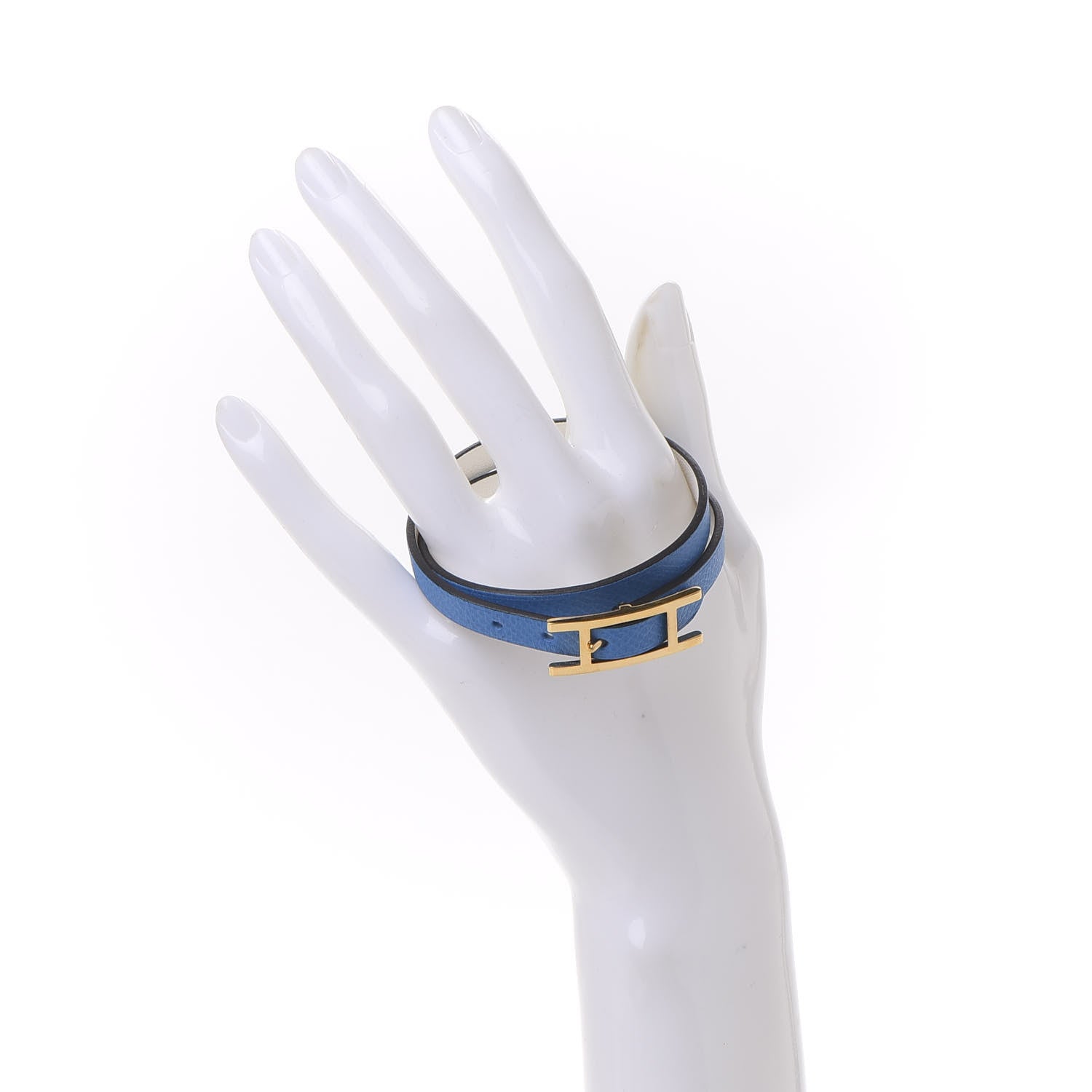 Hermes Epsom Swift Behapi Double Tour Bracelet S Bleu Hydra White 2 of 4