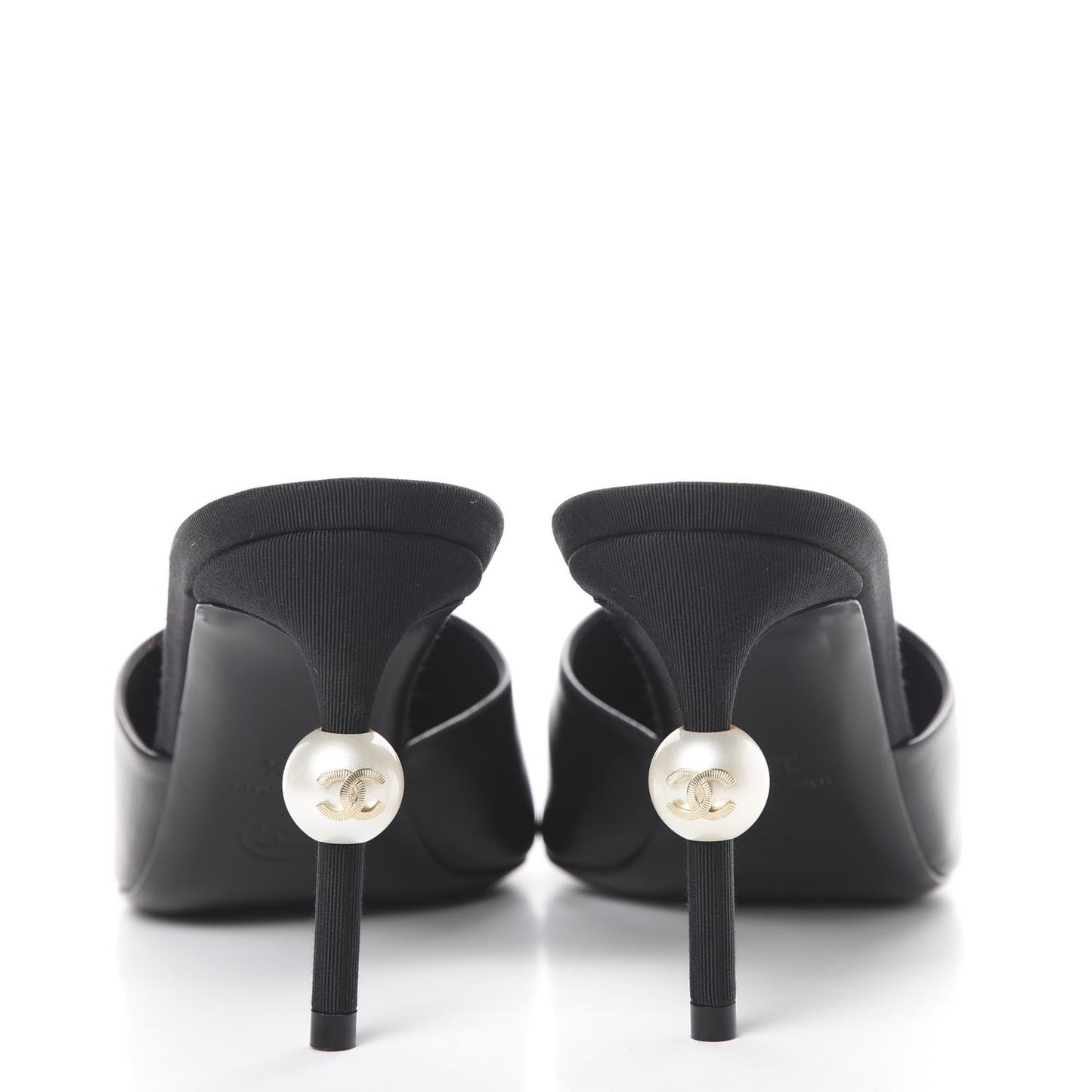 Goatskin Grosgrain Cap Toe Pearl Mule 36.5 Black