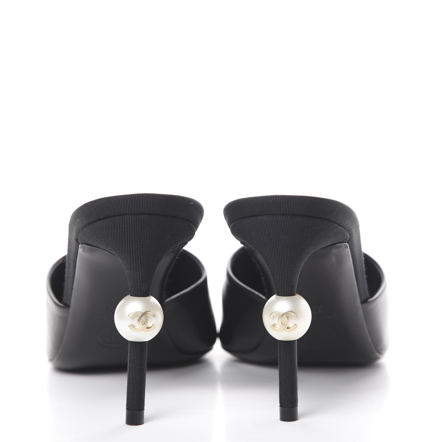 Chanel Goatskin Grosgrain Cap Toe Pearl Mule 36.5 Black 5 of 10