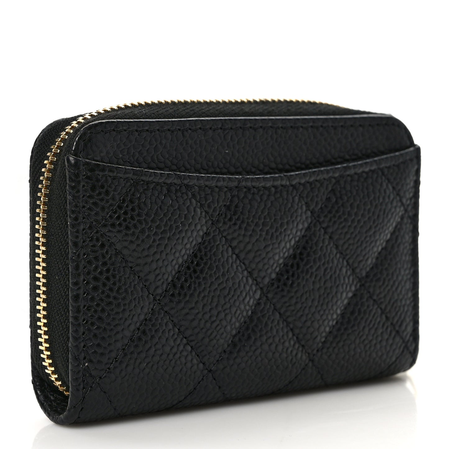 Caviar Quilted Zip Coin Purse Black