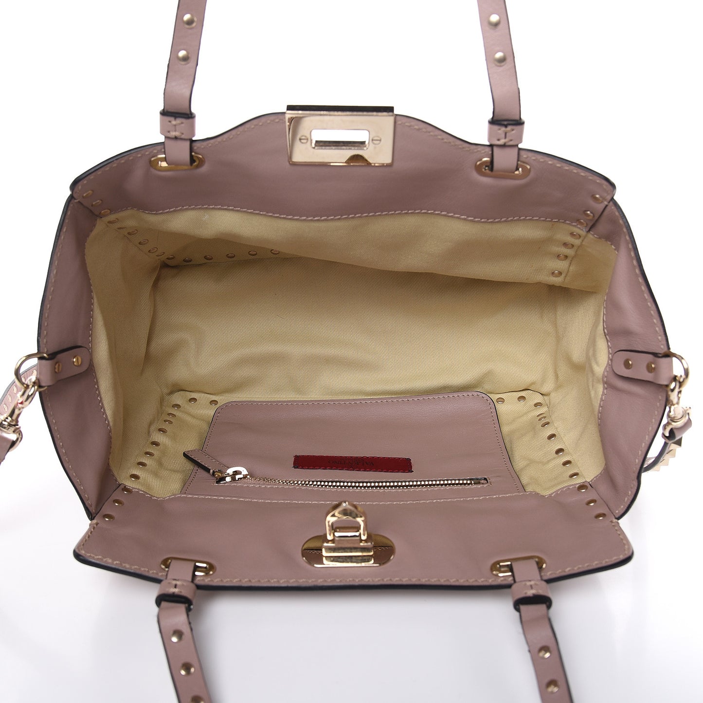 Vitello Small Rockstud Tote Poudre