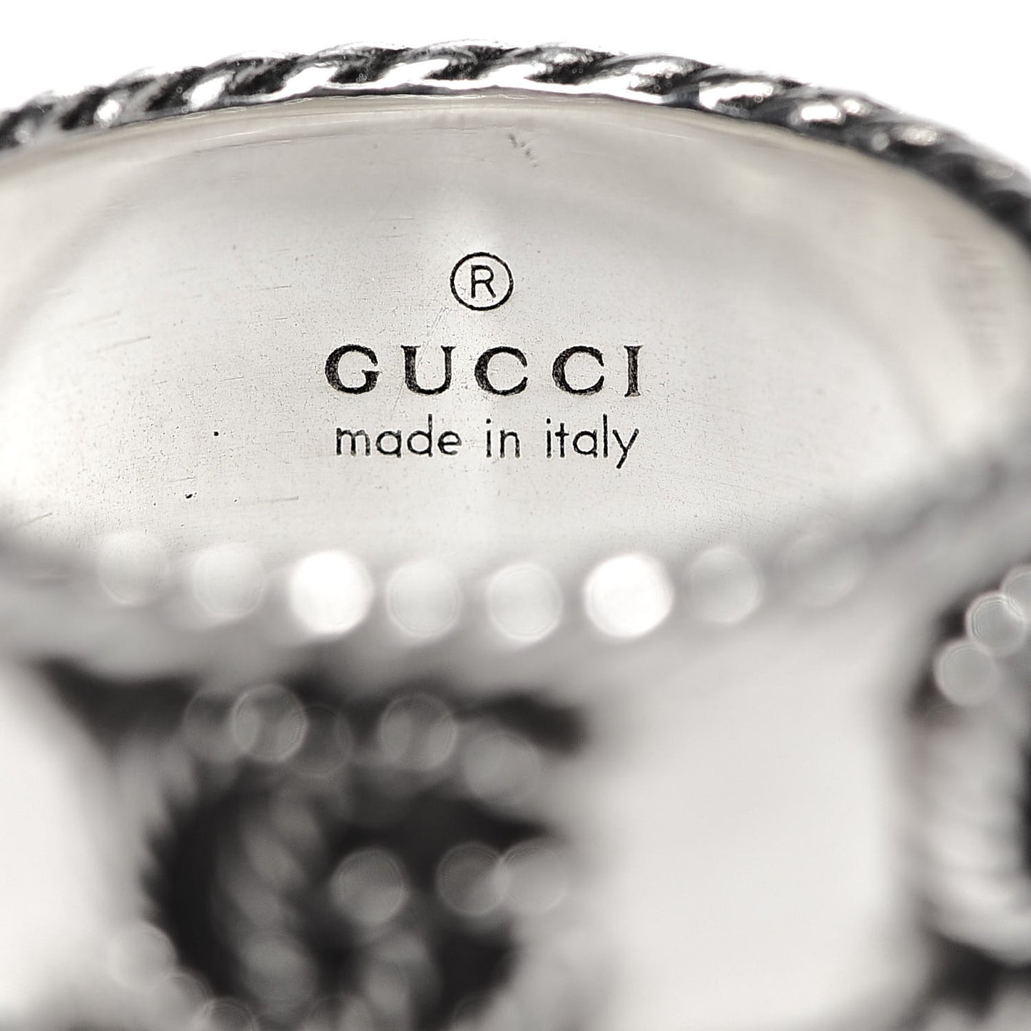 Sterling Silver Torchon GG Marmont Ring 52 6